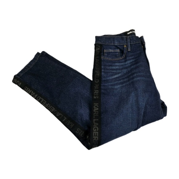 Karl Lagerfeld Paris Denim - Karl Lagerfeld Paris Jeans Womens Size 10 Black Logo Tape Side Stripe L1TK2258